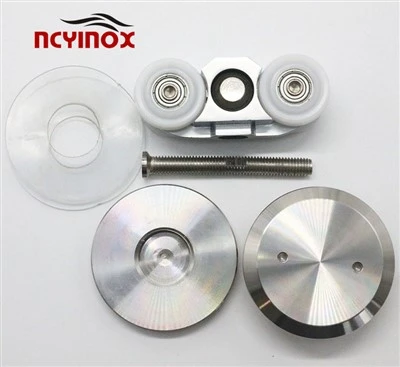 Stainless Steel Sliding Square Glass Fitting Bieb Roll Hanging Wheel